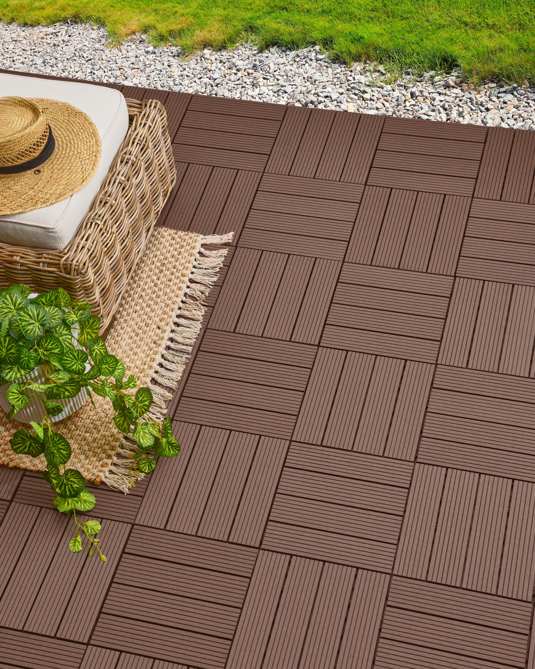 Outdoor Flooring ATELETA Wood-Plastic Composite (WPC) Brown_966646