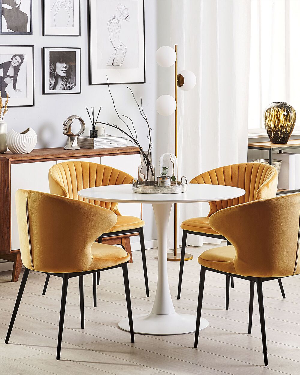 Set di 2 sedie da pranzo AUGUSTA Velluto Senape