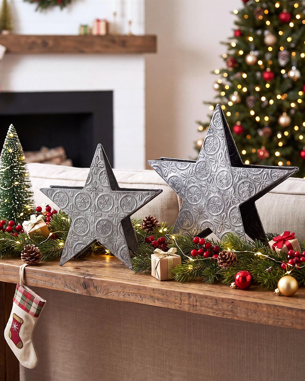 Kerzenständer 2er Set TORNIO 30/26 cm Metall Silber