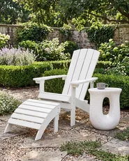 Garden Chair ADIRONDACK with Footstool White_809484