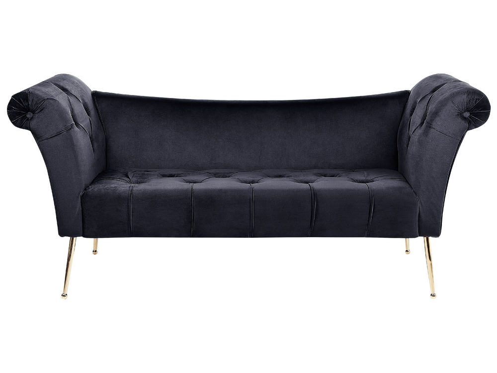 Velvet Chaise Lounge Black NANTILLY Beliani.es