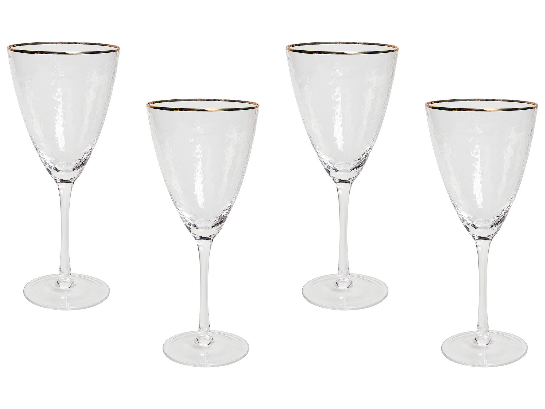 Conjunto de 4 copos de vinho em vidro transparente e rebordo dourado 380 ml TOPAZ_912953