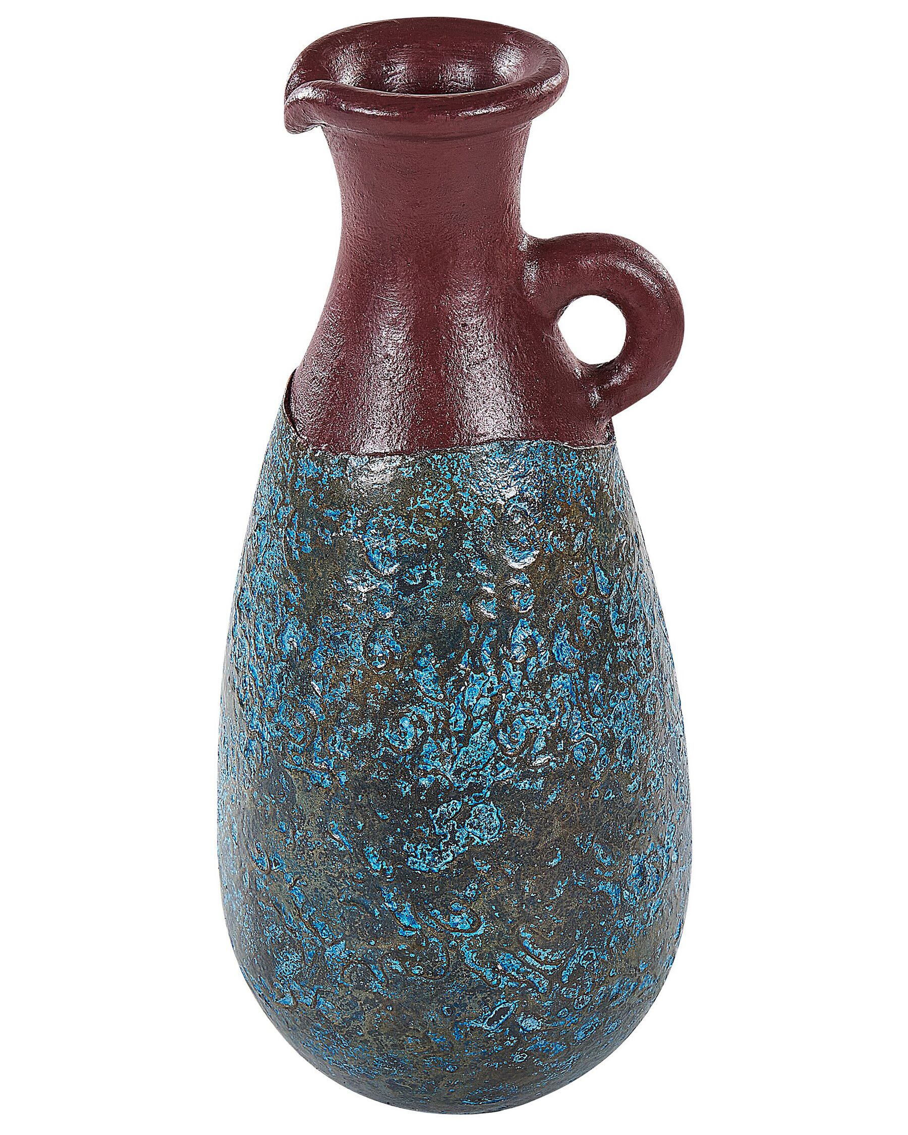 Vase décoratif en terre cuite 40 cm bleu et marron VELIA_850824