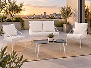 Garden Lounge Set with Table 4 Seater USTICA Metal White_1173779