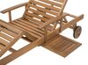 Lettino da giardino in legno acacia con cuscino blu-beige JAVA_763104