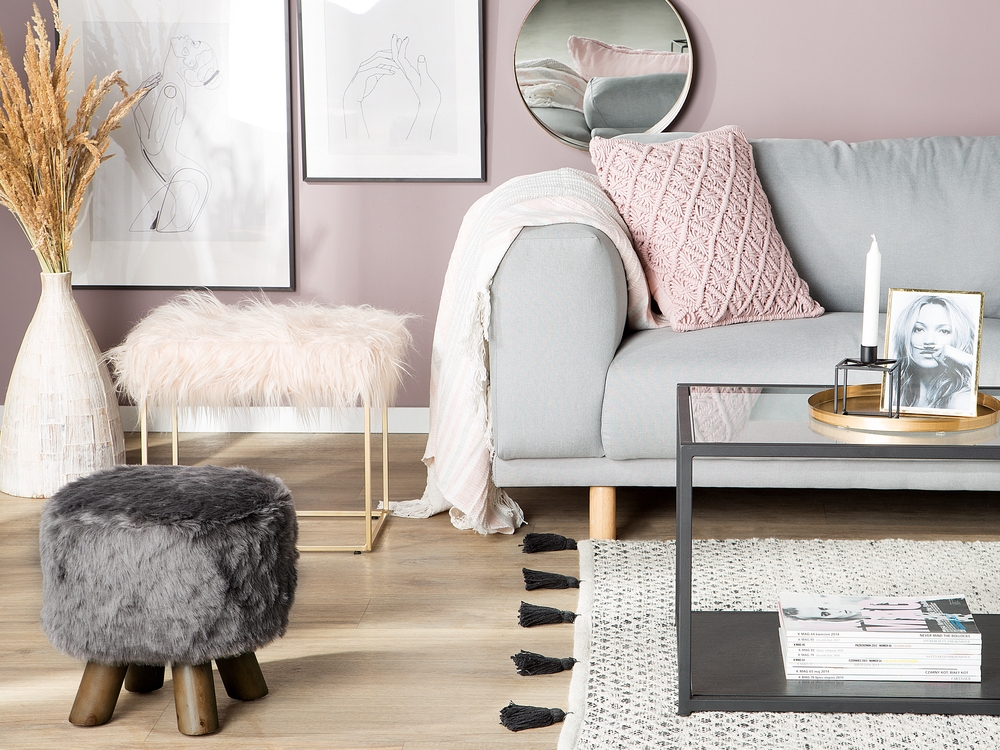 Grey fur stool online
