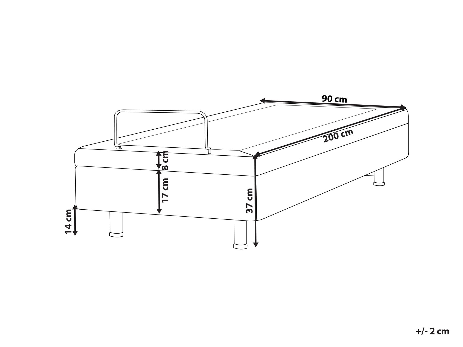 Lit réglable sans tête de lit Tissu DUKE 90 x 200 cm Beige | Beliani.fr