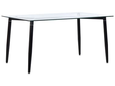Jedálenský stôl so sklenenou doskou 150 x 90 cm čierny TOTHAM