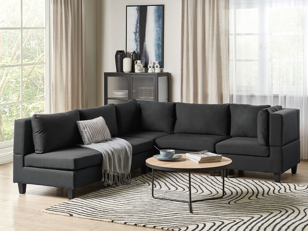 Hjørnesofa modul 5 personers UNSTAD Sort Venstrevendt