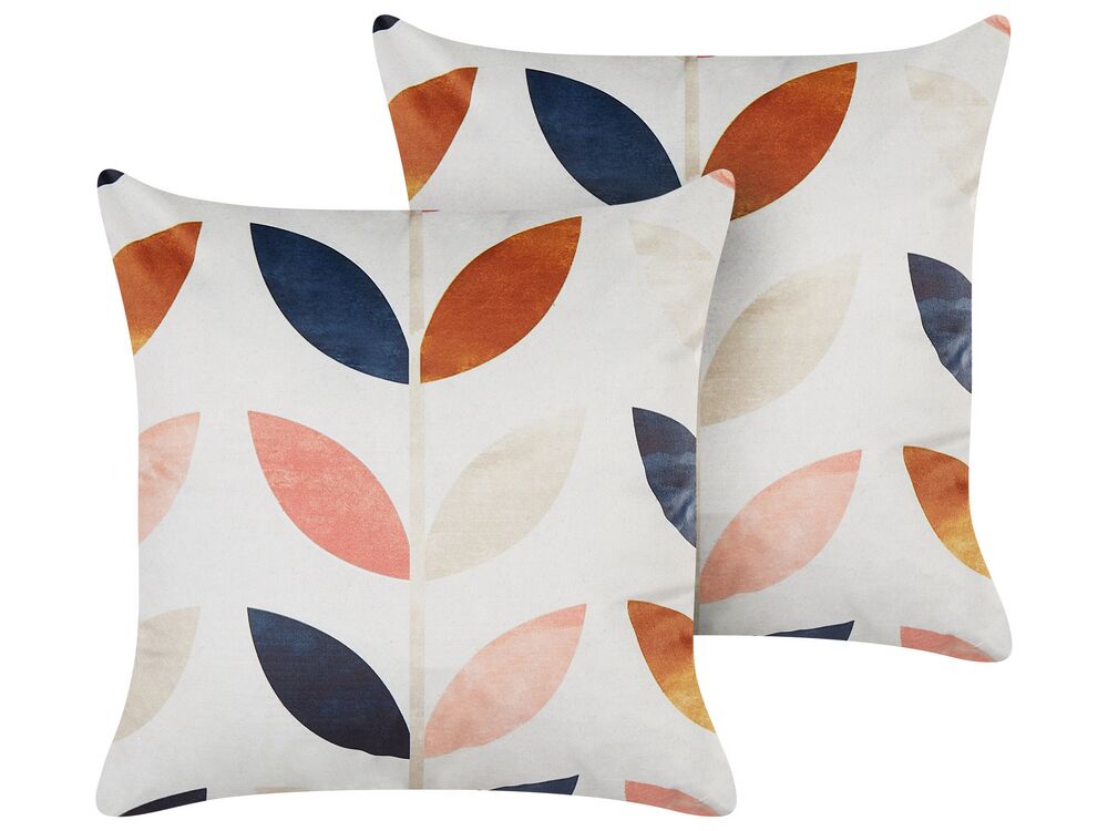 Set of 2 Decorative Cushions QUINOA 45 x 45 cm Velvet Multicolour Plant Pattern