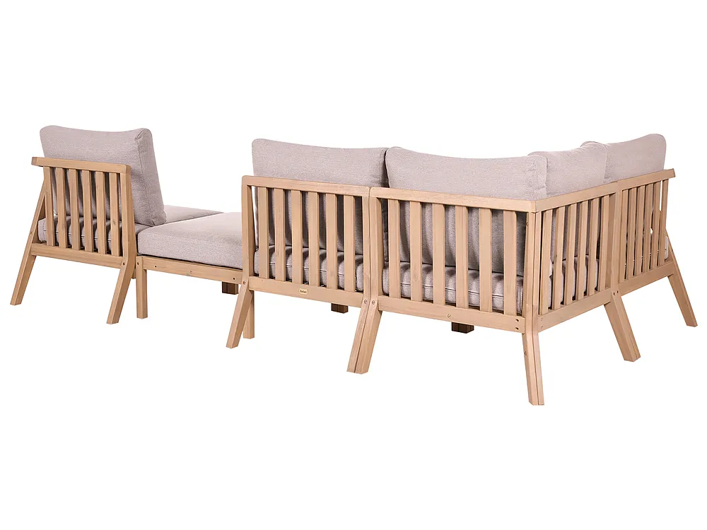 Garden Corner Sofa with Table 5 Seater RIVELLO Modular Acacia Wood Light Brown_1156312