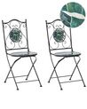 Set of 2 Metal Garden Folding Chairs Black COZZANA_919808