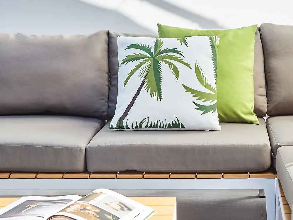 Conjunto de 2 cojines de exterior SEASIDE Patrón de plantas 45 x 45 cm Verde_1186961