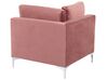 Canapé modulaire 3 places avec ottoman en velours rose EVJA_858731