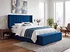 Bed with Storage Bench NOYERS Velvet Navy Blue 140 x 200 cm (EU Double)