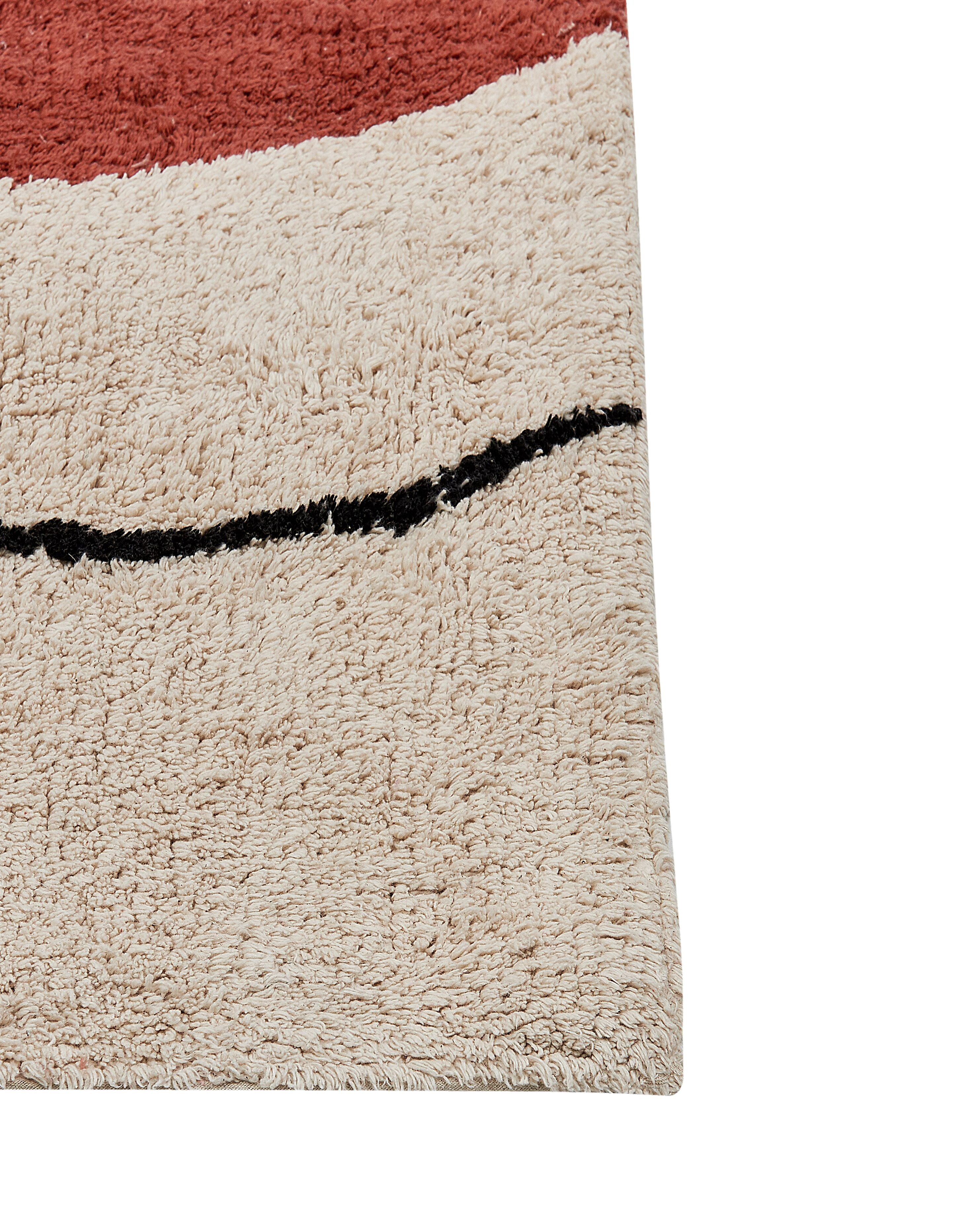 Cotton Area Rug 160 x 230 cm Beige and Red BOLAT_840006