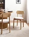 Set of 2 Dining Chairs PAULINA Wood Light Brown/ Light Beige