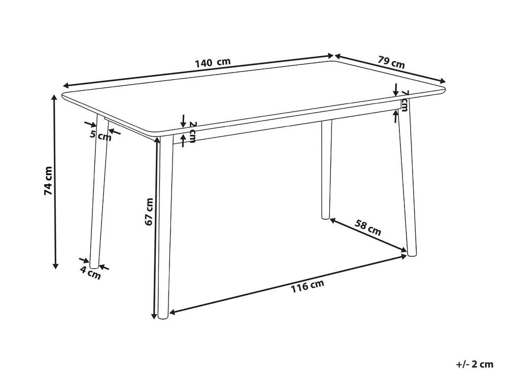 Dining Table ELVYN Light Oak 140 cm 80 cm_1027502