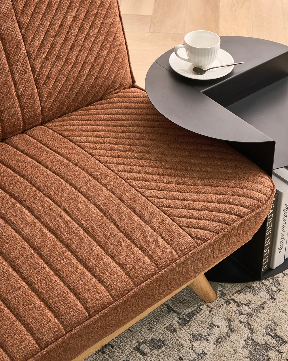 Sofa Bed 2 Seater KALFAFEL Fabric Golden Brown_1009381
