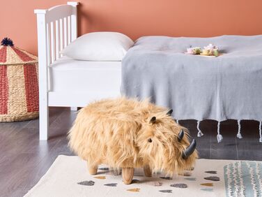 Faux Fur Animal Stool Sand Beige WOOLLY