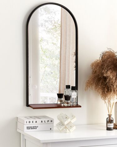 Wall Mirror with Shelf 40 x 67 cm Black and Copper DOMME