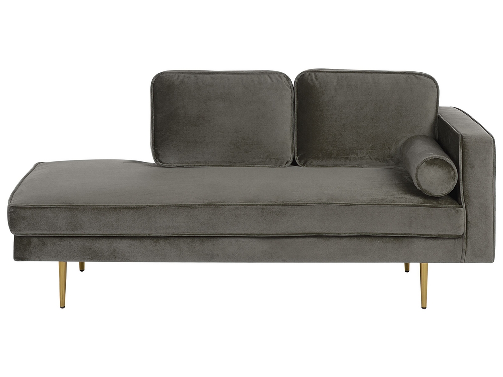 Right Hand Velvet Chaise Lounge Grey MIRAMAS Beliani