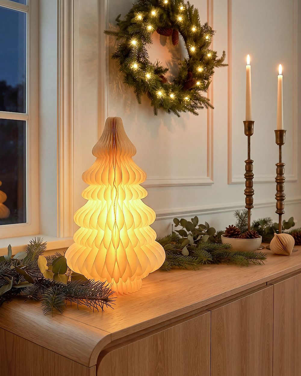 Christmas Decoration Table Lamp DREVJA 51 cm Christmas Tree Beige