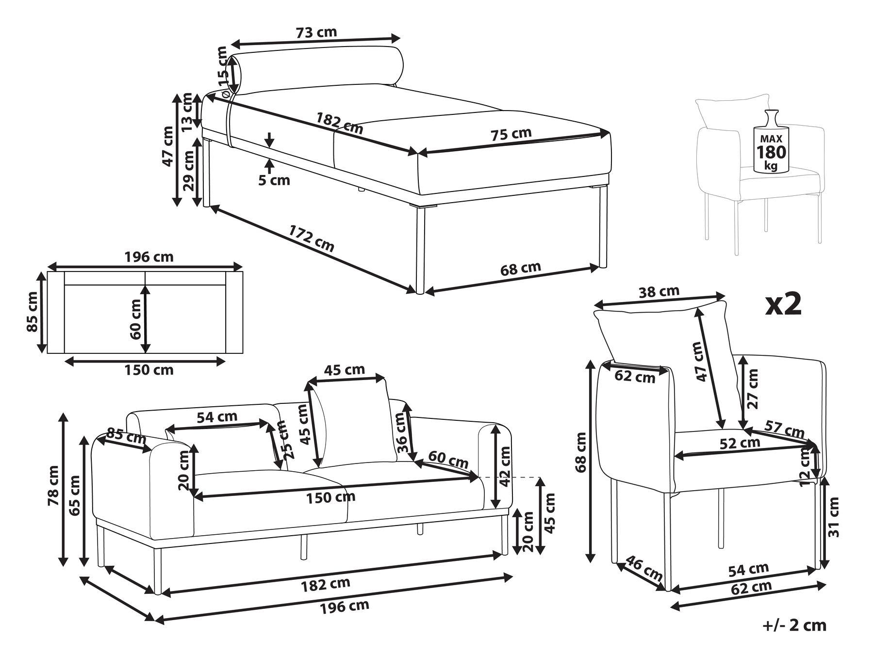 Faux Linen/Faux Leather Living Room Set Beige and Brown MALMOS _931688 Faux Linen/Faux Leather Living Room Set Beige and Brown MALMOS _931688