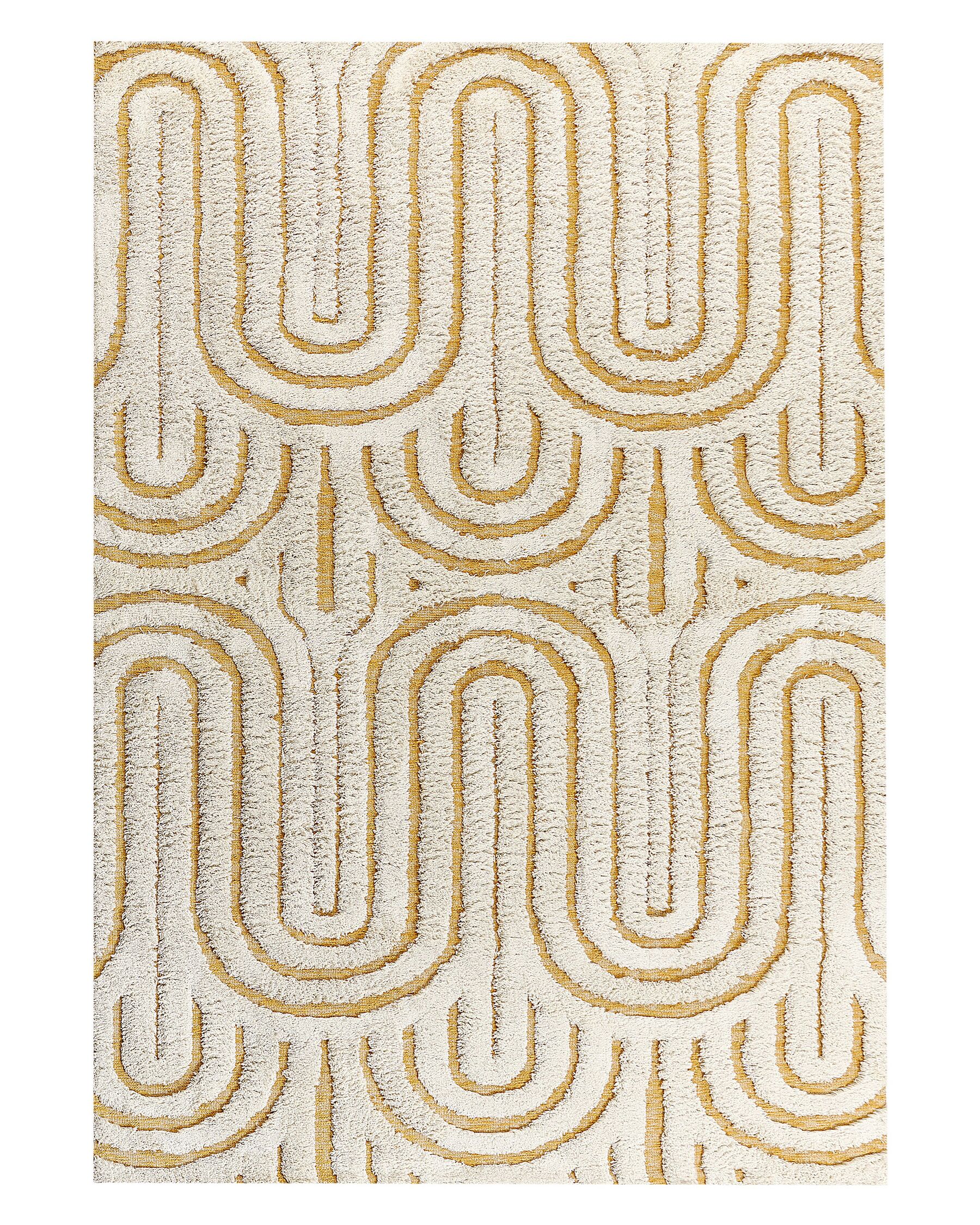 Tapete em lã branco-creme e amarelo 160 x 230 cm PERAI_884355