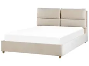 Bett mit Stauraum BATILLY Samtstoff Hellbeige 140 x 200 cm_830080