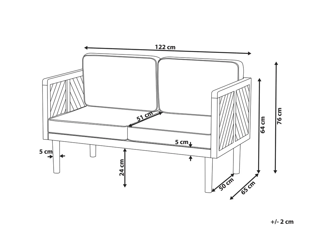 Garden Sofa 2 Seater BARATTI Acacia Wood Brown_830831