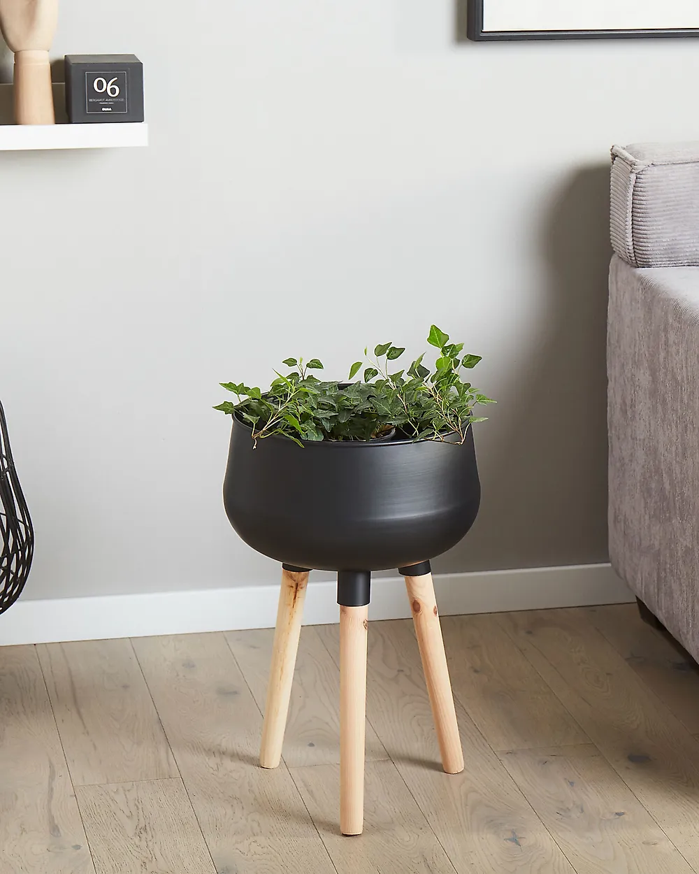 Blumentopf mit Beinen AGROS 30 cm Metall Schwarz_1171930