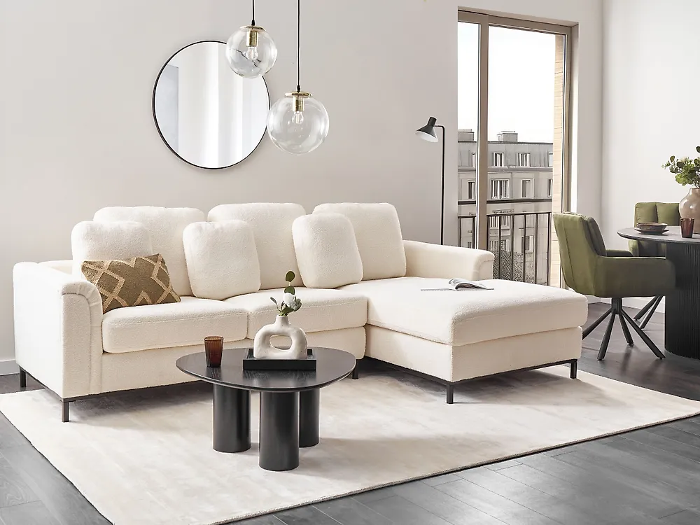 Ecksofa OSLO Bouclé Weiss linksseitig_1175907