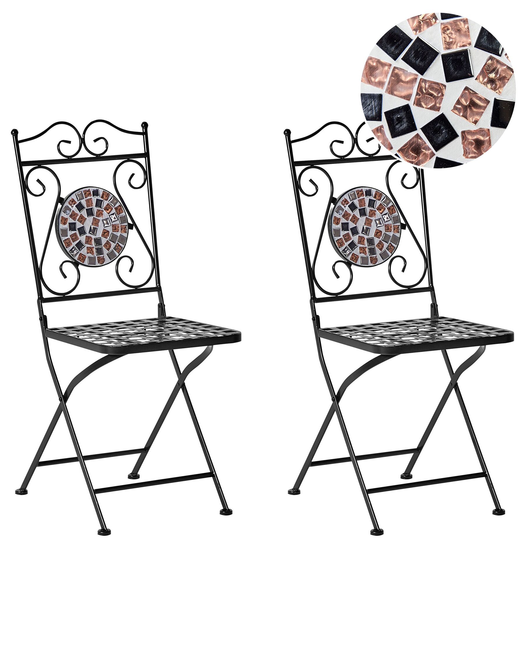 Set of 2 Metal Garden Folding Chairs Black CARPINO_919905