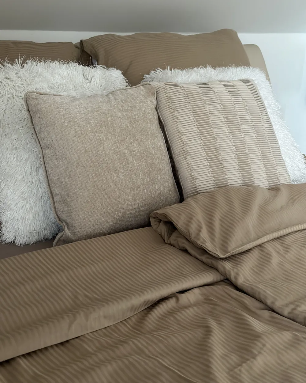 Dekbedovertrekset AVONDALE 135 x 200 cm Katoen-satijn Beige_894476