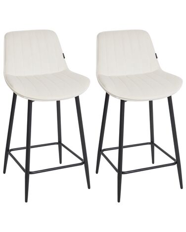 Lot de 2 chaises de bar en velours beige clair DUBROVNIK