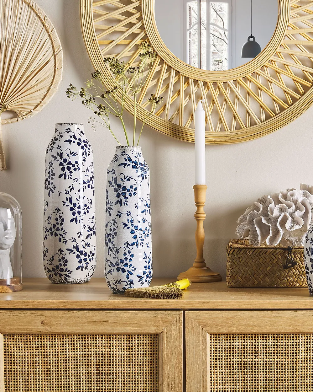 Blumenvase MULAI 30 cm Steinzeug Weiss_1180246