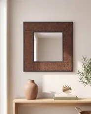 Wall Mirror BOISE 60 cm 60 cm Teak Wood Dark Brown_759116