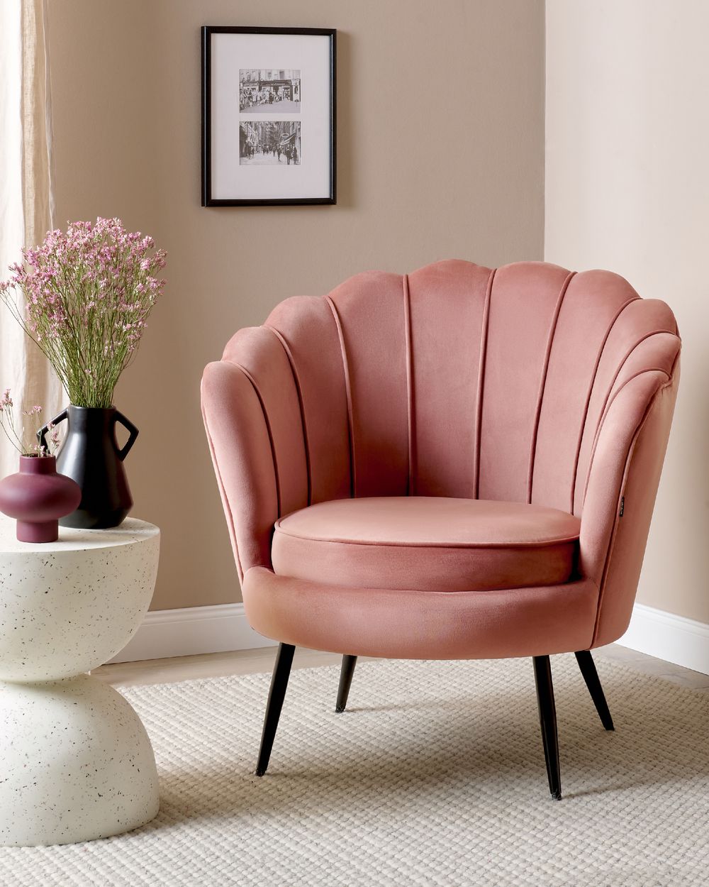 Armchair LOVIKKA Velvet Pink Beliani