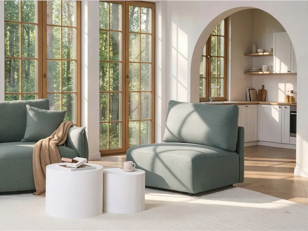 1-Seat Section MESNALI Fabric Green