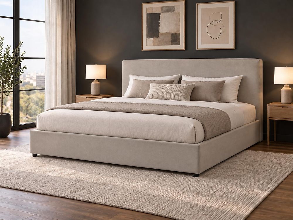 Ottoman Bed LAVAUR Velvet Taupe 180 x 200 cm (EU Super King)