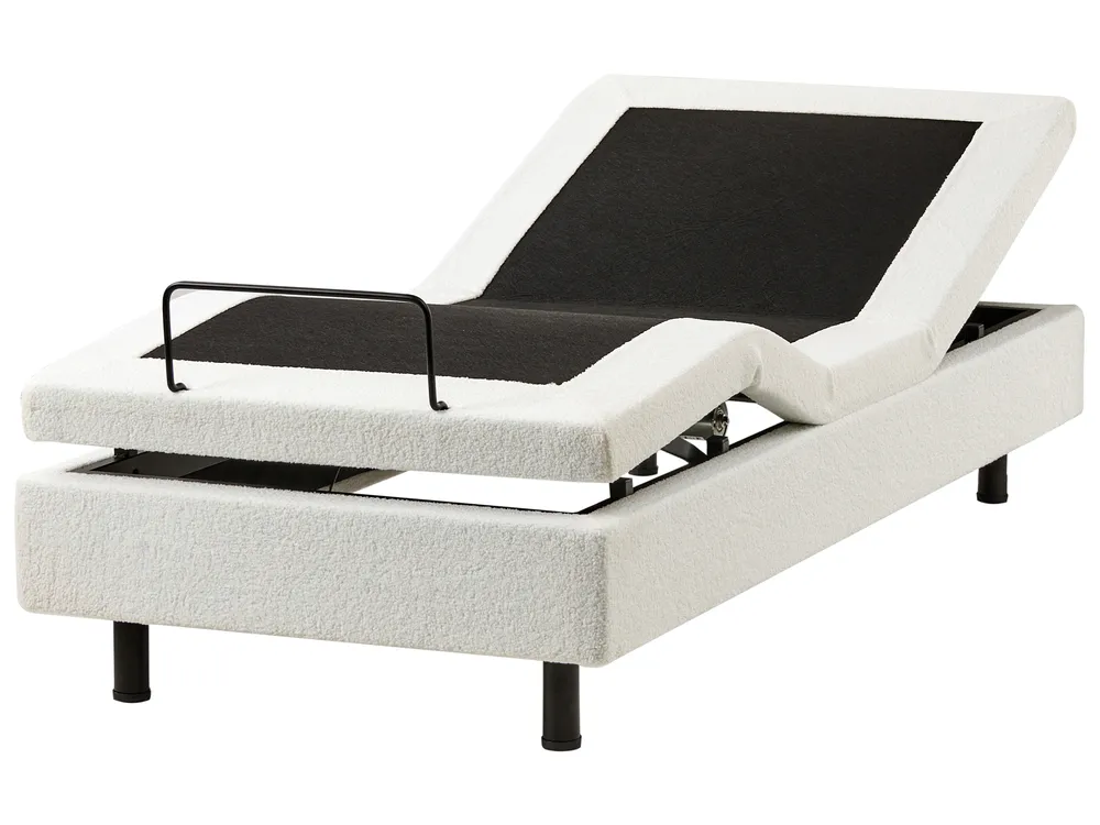 Verstellbares Bett ohne Kopfteil Bouclé DUKE 80 x 200 cm Cremeweiß_1011124