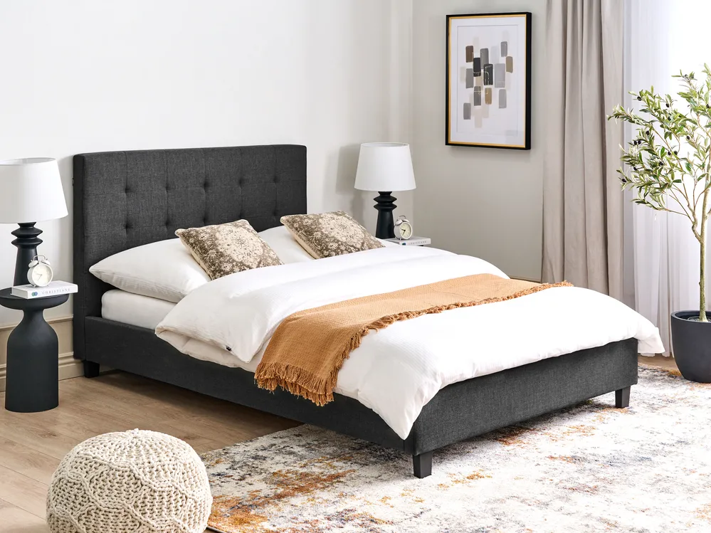 Bed Fabric LA ROCHELLE 140 x 200 cm (EU Double) Dark Grey