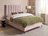 Zamatová posteľ s úložným priestorom 140 x 200 cm ružová SEZANNE_916717