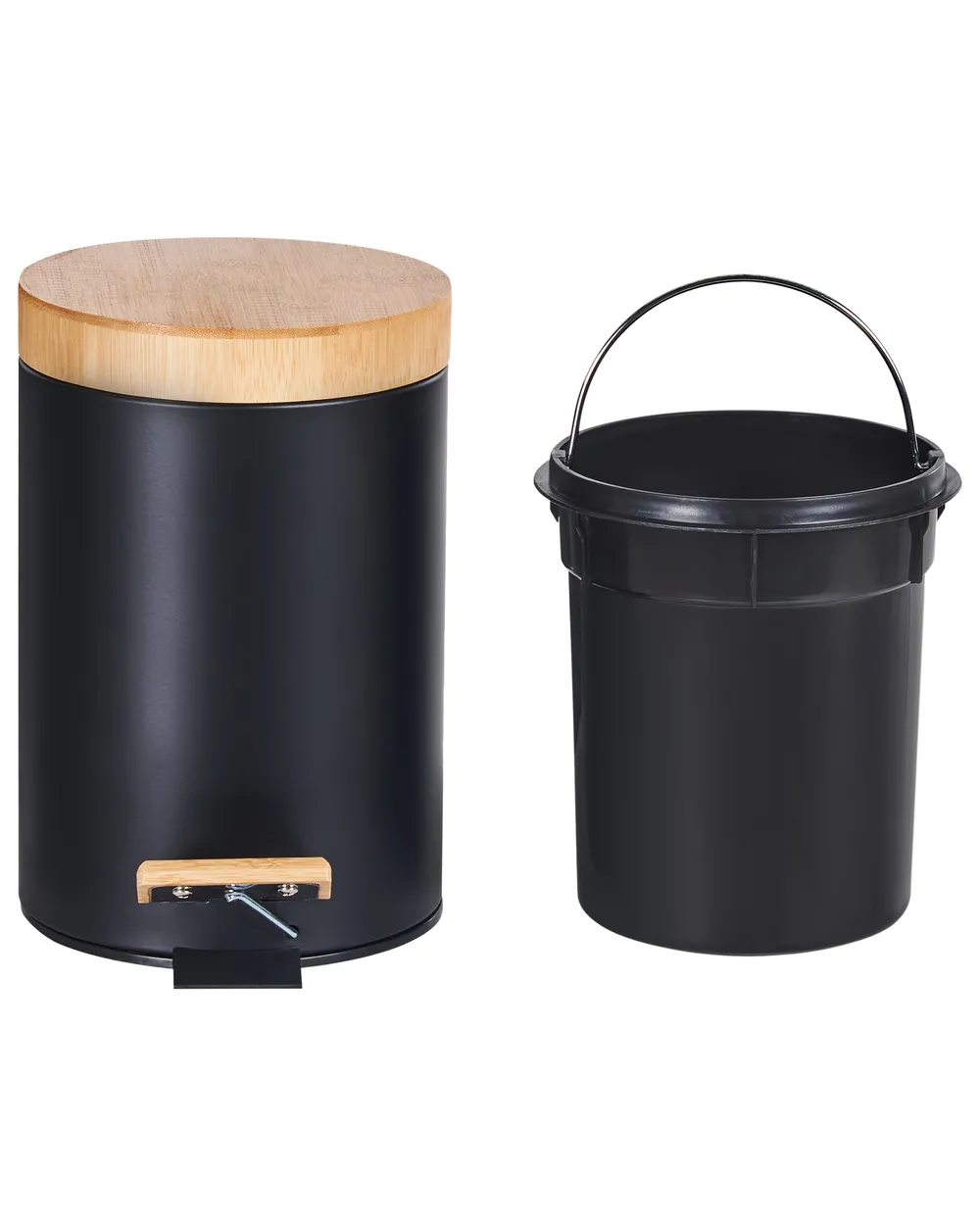 Lot de poubelles à pédale L ECOSMART Métal Noir - Main Image