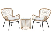 Bistro Set with Cushions LABICO PE Rattan Light Brown_781640