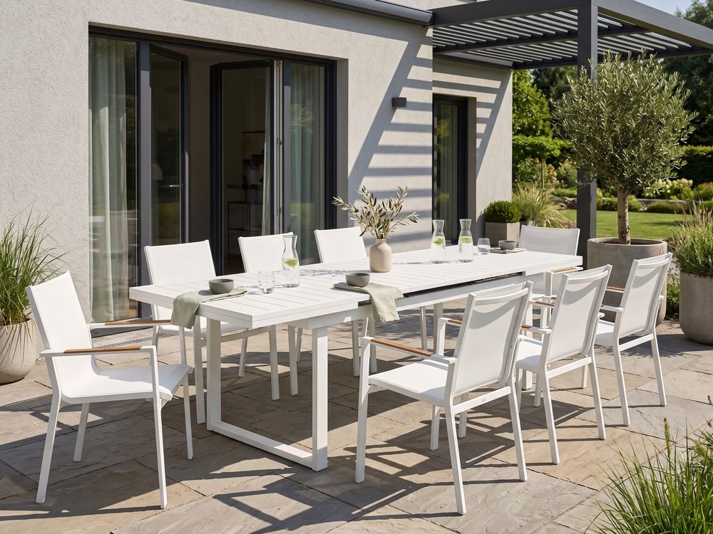 Garden Dining Set 8 Seater VALCANETTO/BUSSETO Metal White