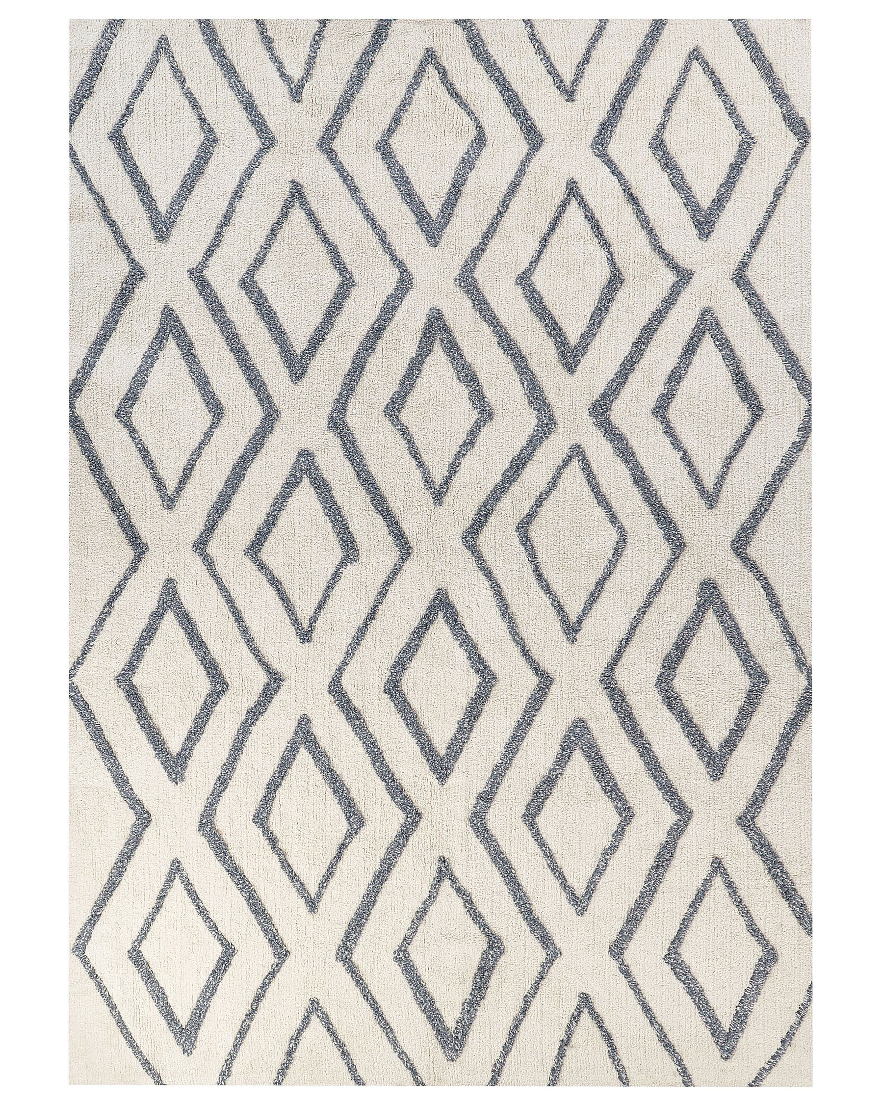 Shaggy Cotton Area Rug 160 x 230 cm Off-White and Blue MENDERES_842969