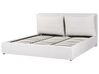 Zamatová posteľ s úložným priestorom 180 x 200 cm krémová biela BAJONNA_871315
