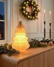 Dekoracja świąteczna Lampa stołowa DREVJA 51 cm Choinka Beżowy_1186094